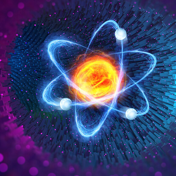 Illustration eines energiegeladenen Atoms  