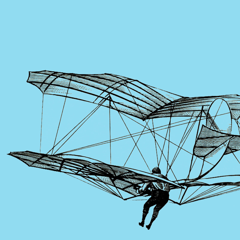 Zeichnung von Otto Lilienthals Gleitflugzeug  