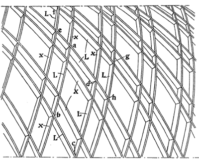 Zeichnung der Rautennetzbauweise aus der Patentanmeldung