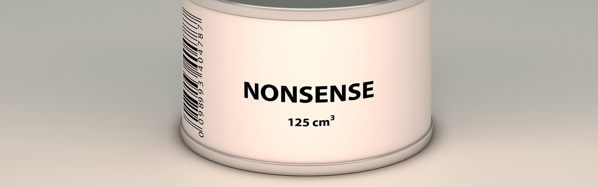 Konservendose mit der Aufschrift "NONSENSE 125 Kubikzentimeter"