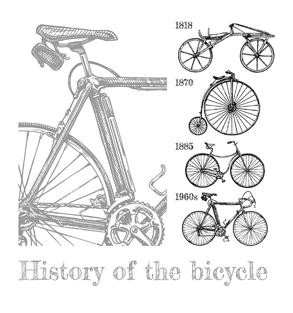 Gezeichnete Illustration des ersten Zweirads