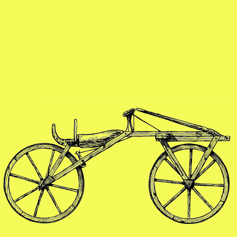 Gezeichnete Illustration des ersten Zweirads  