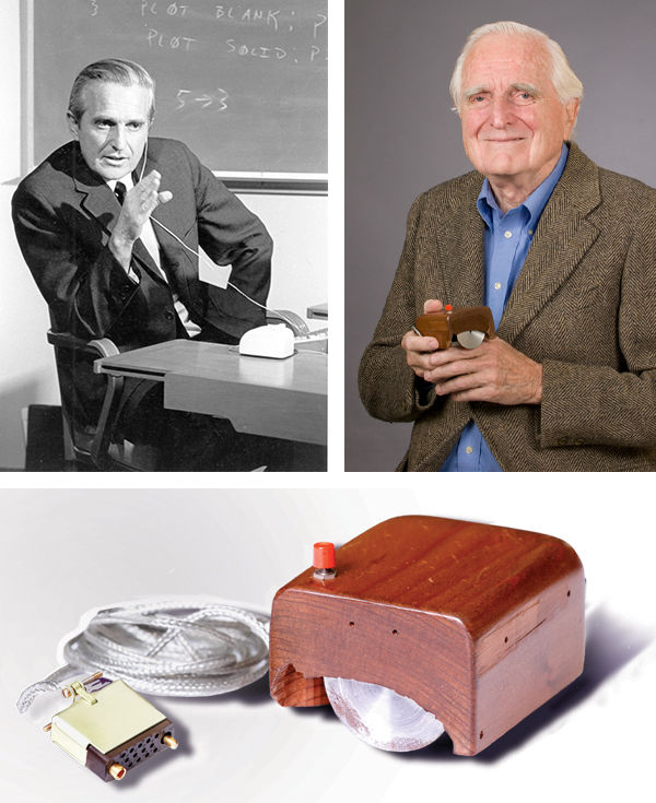 Douglas Engelbart mit seiner Computermaus