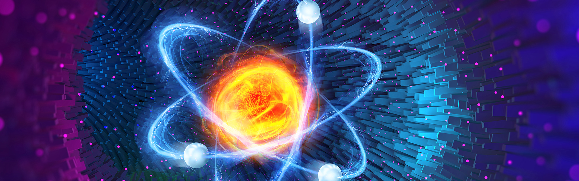 Illustration eines energiegeladenen Atoms